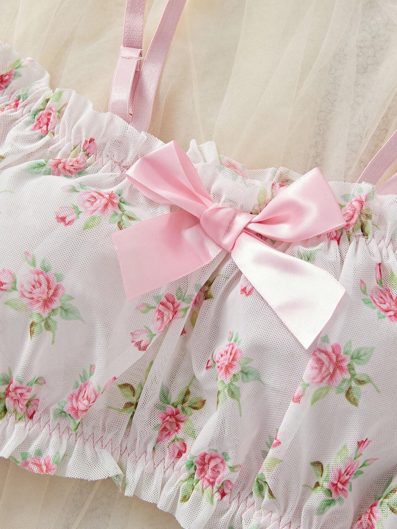 FloralLove Romantic Floral Sexy Dress Set For Women, Lingerie Set Bridallingerie Bountiful Floral Splendor  Cozy And Elegant Details
