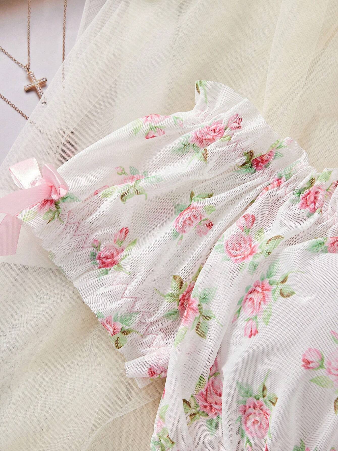 FloralLove Romantic Floral Sexy Dress Set For Women, Lingerie Set Bridallingerie Bountiful Floral Splendor  Cozy And Elegant Details
