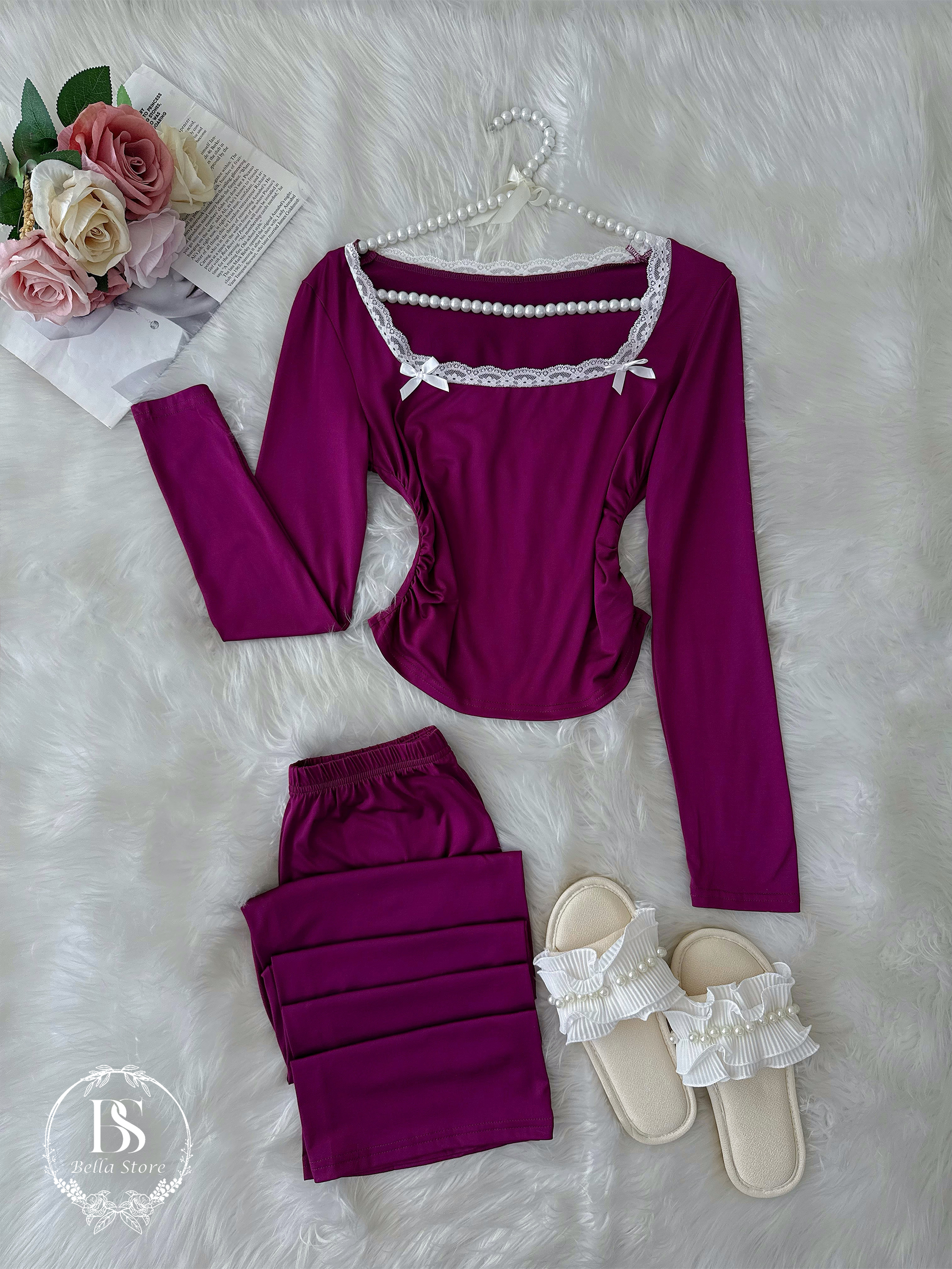 Purple White Bow