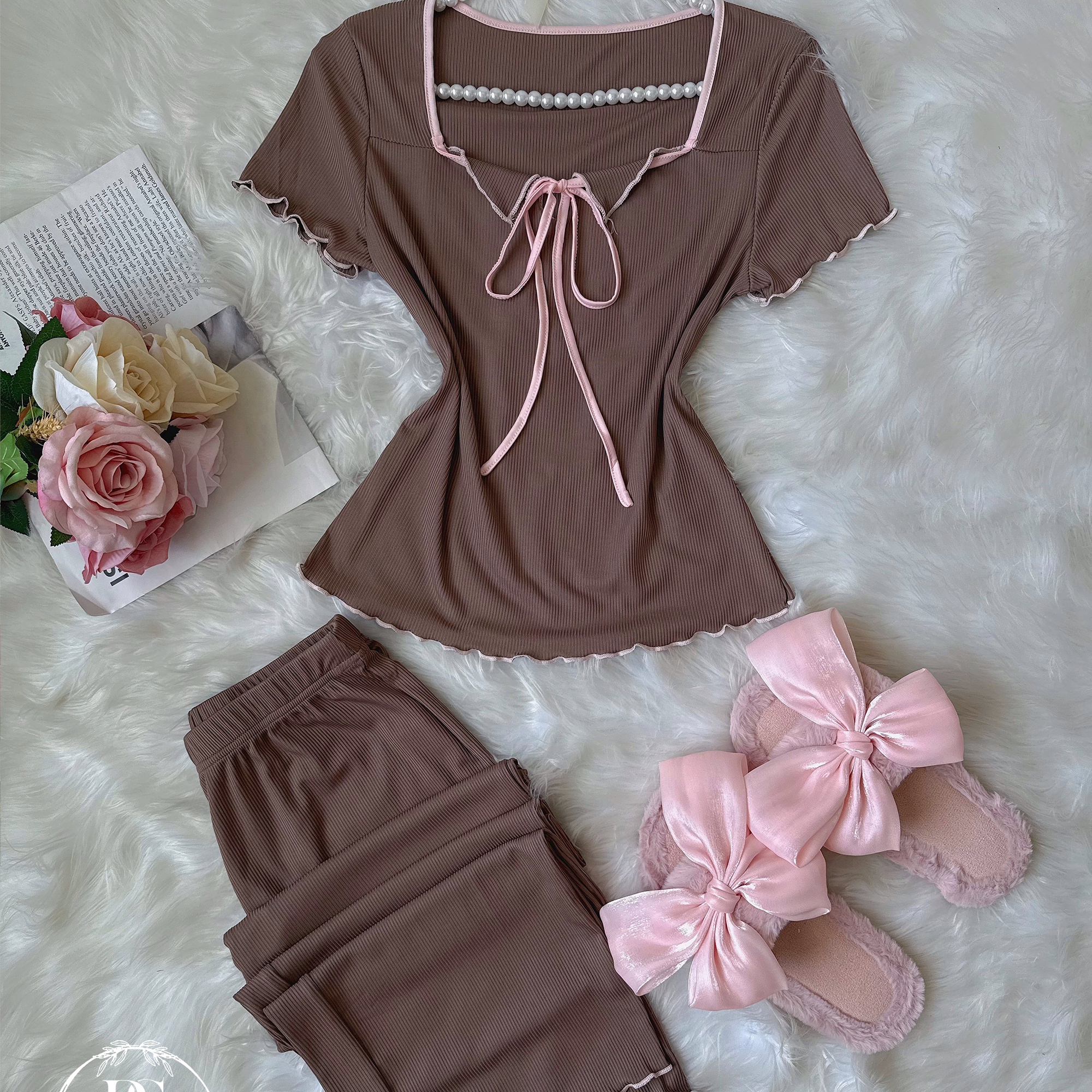 Brown Pink Half Sleeve