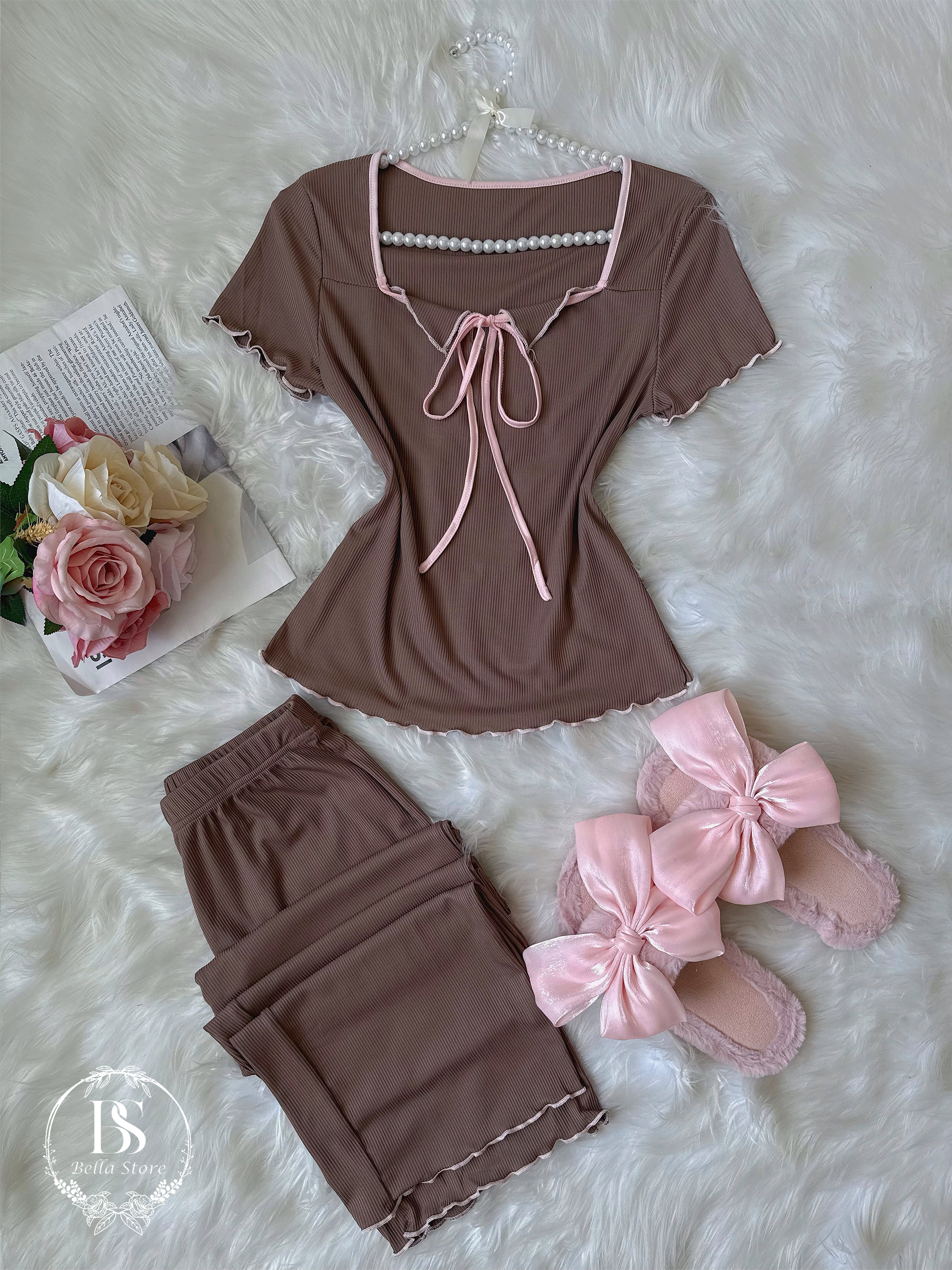 Brown Pink Half Sleeve