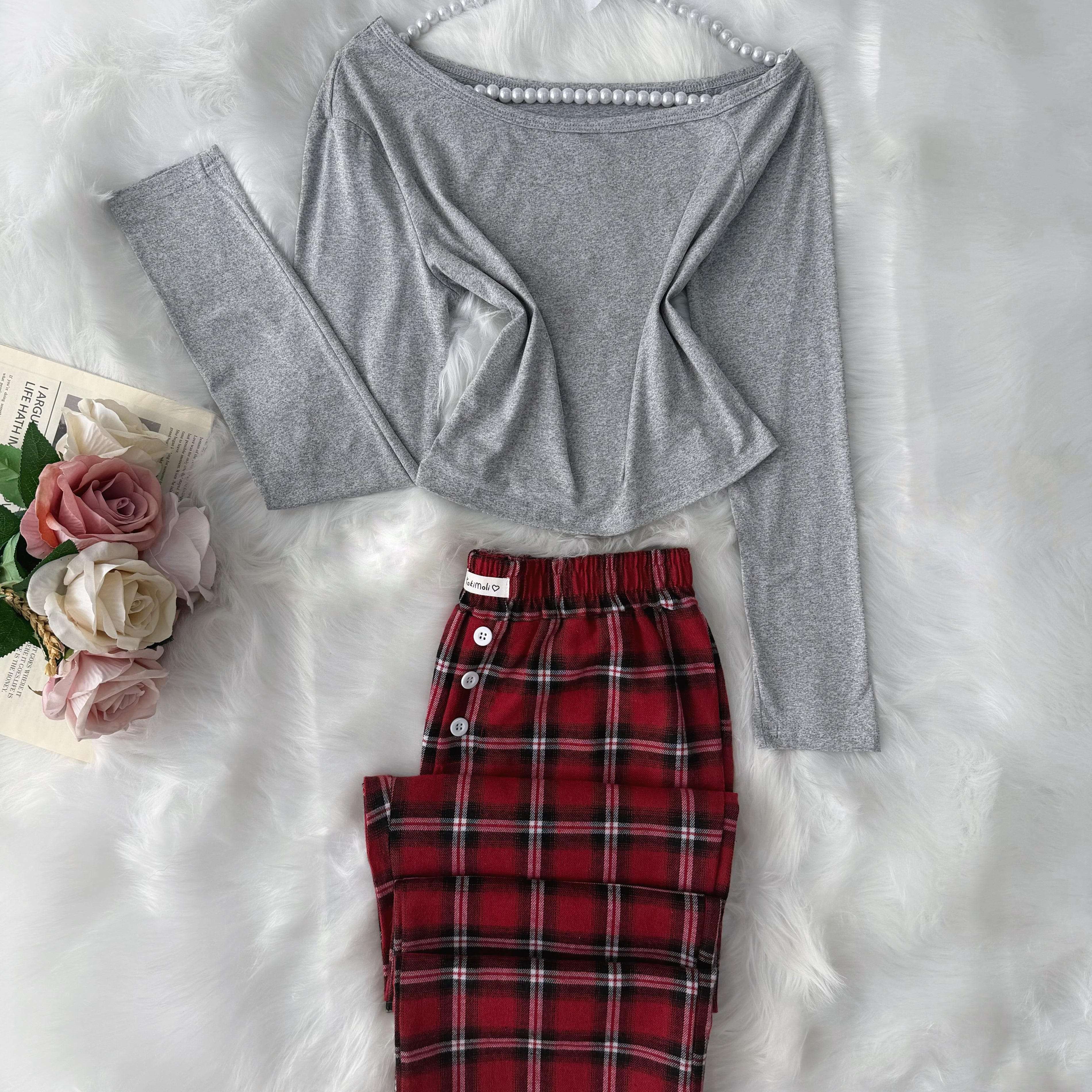 Grey Red Karohat Pajama