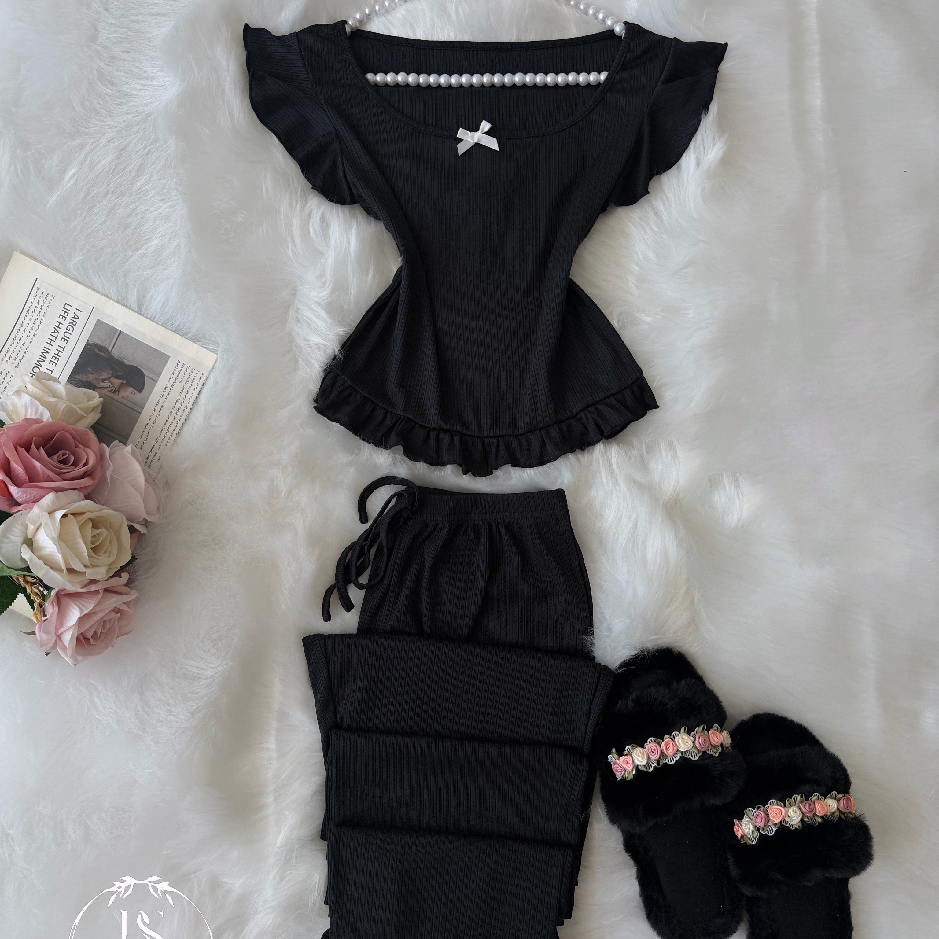 Black Small White Bow Without Sleeves