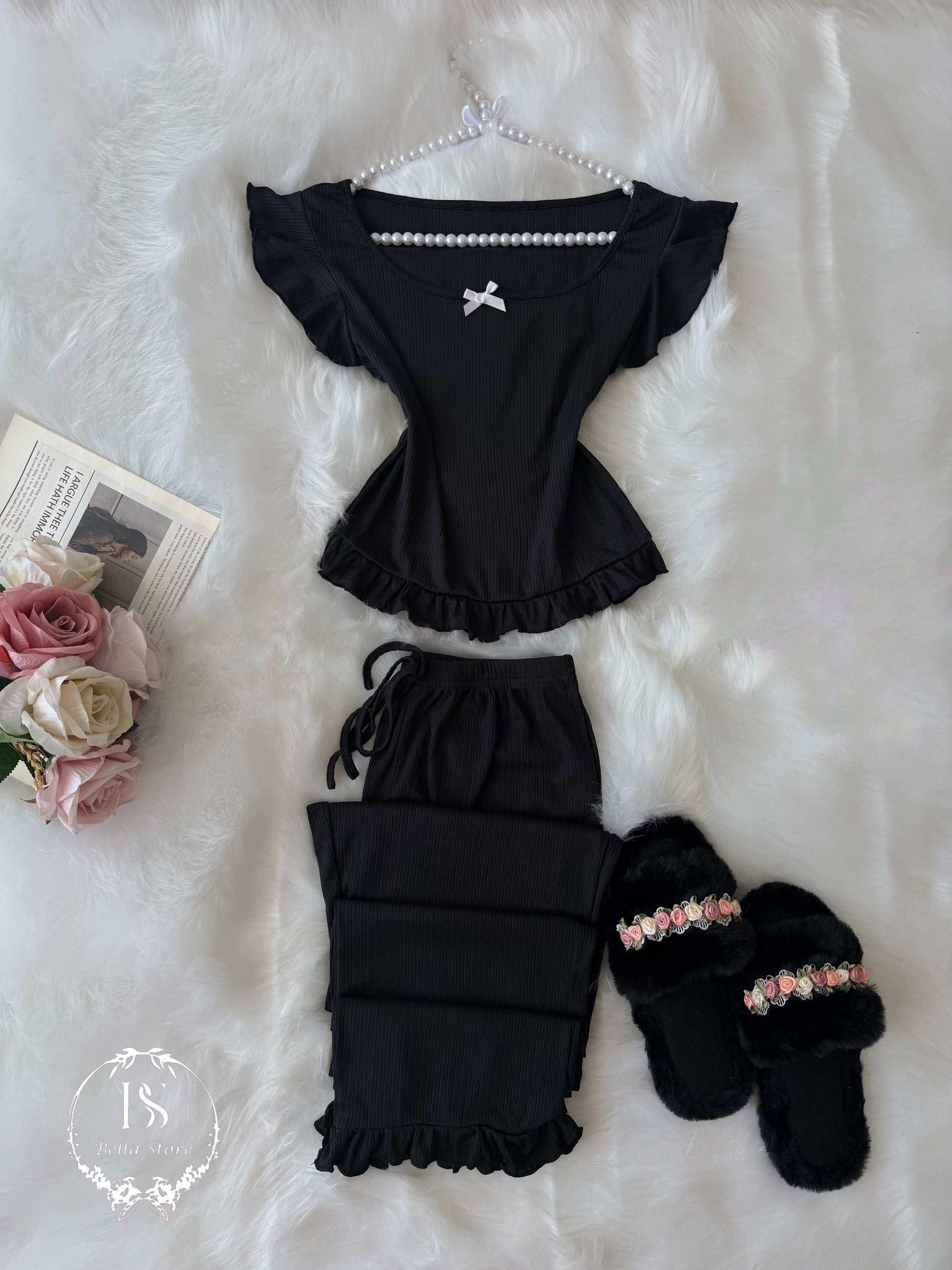Black Small White Bow Without Sleeves