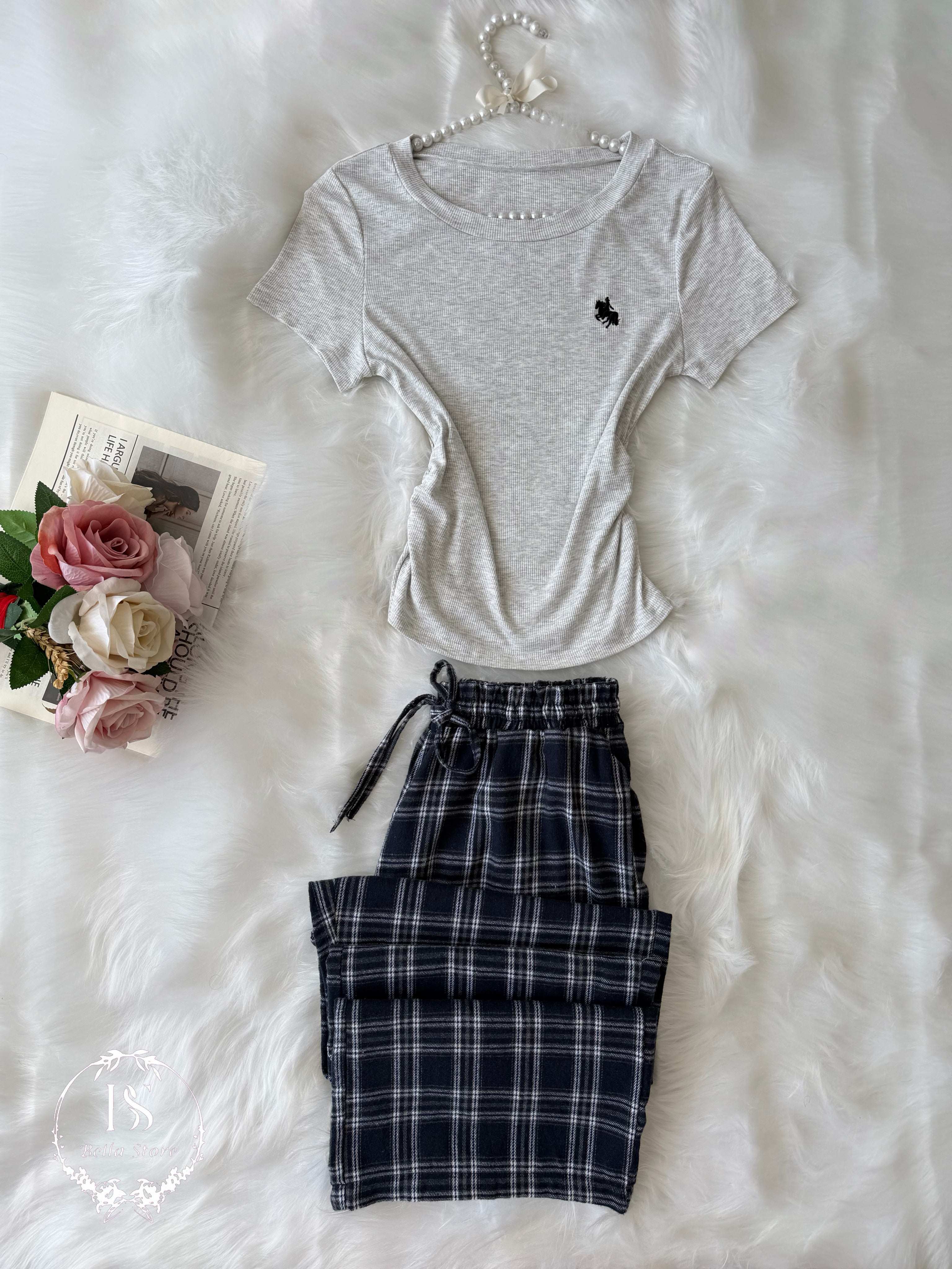 Grey Nily Karohat Pajama Half Sleeve
