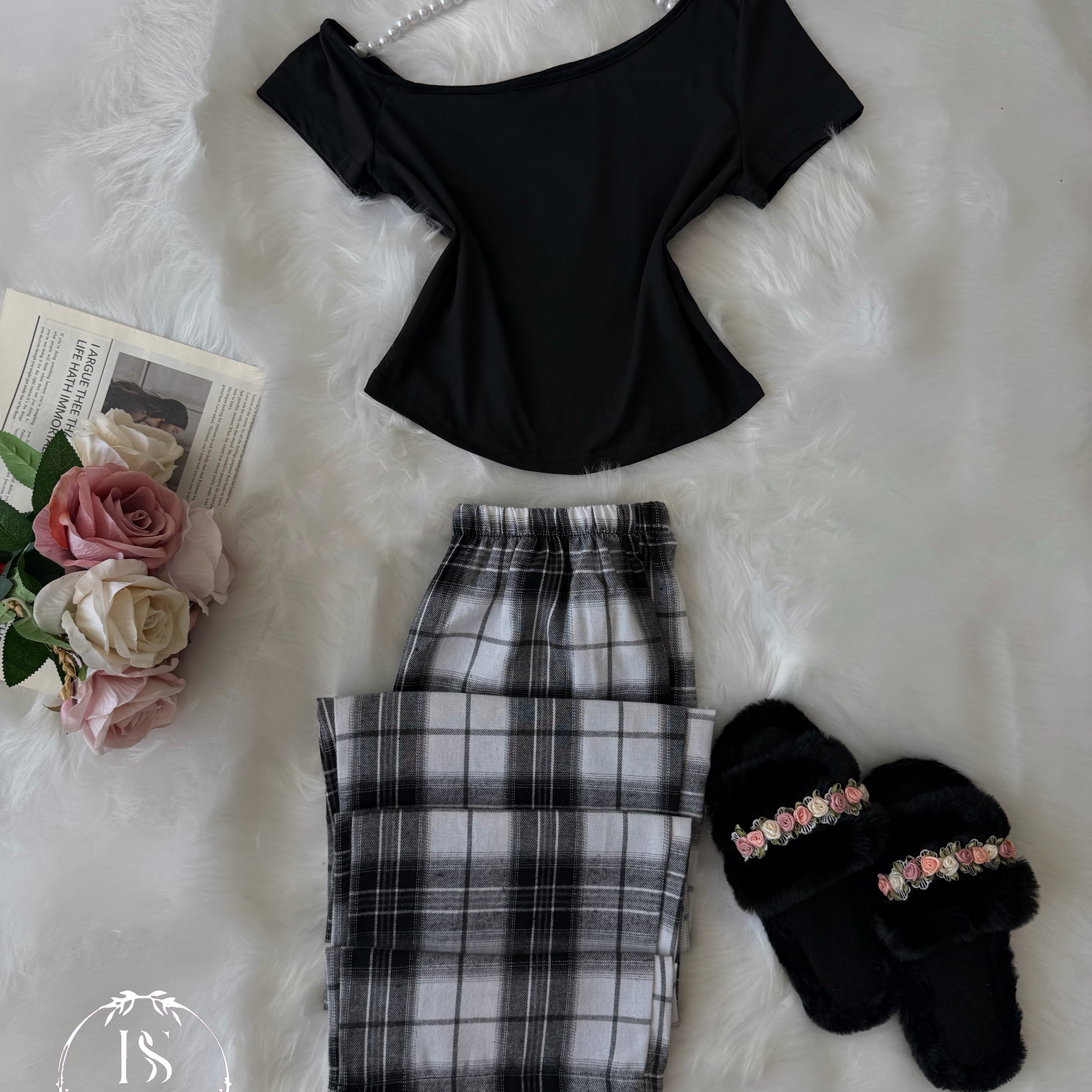 Black White Karohat Pajama