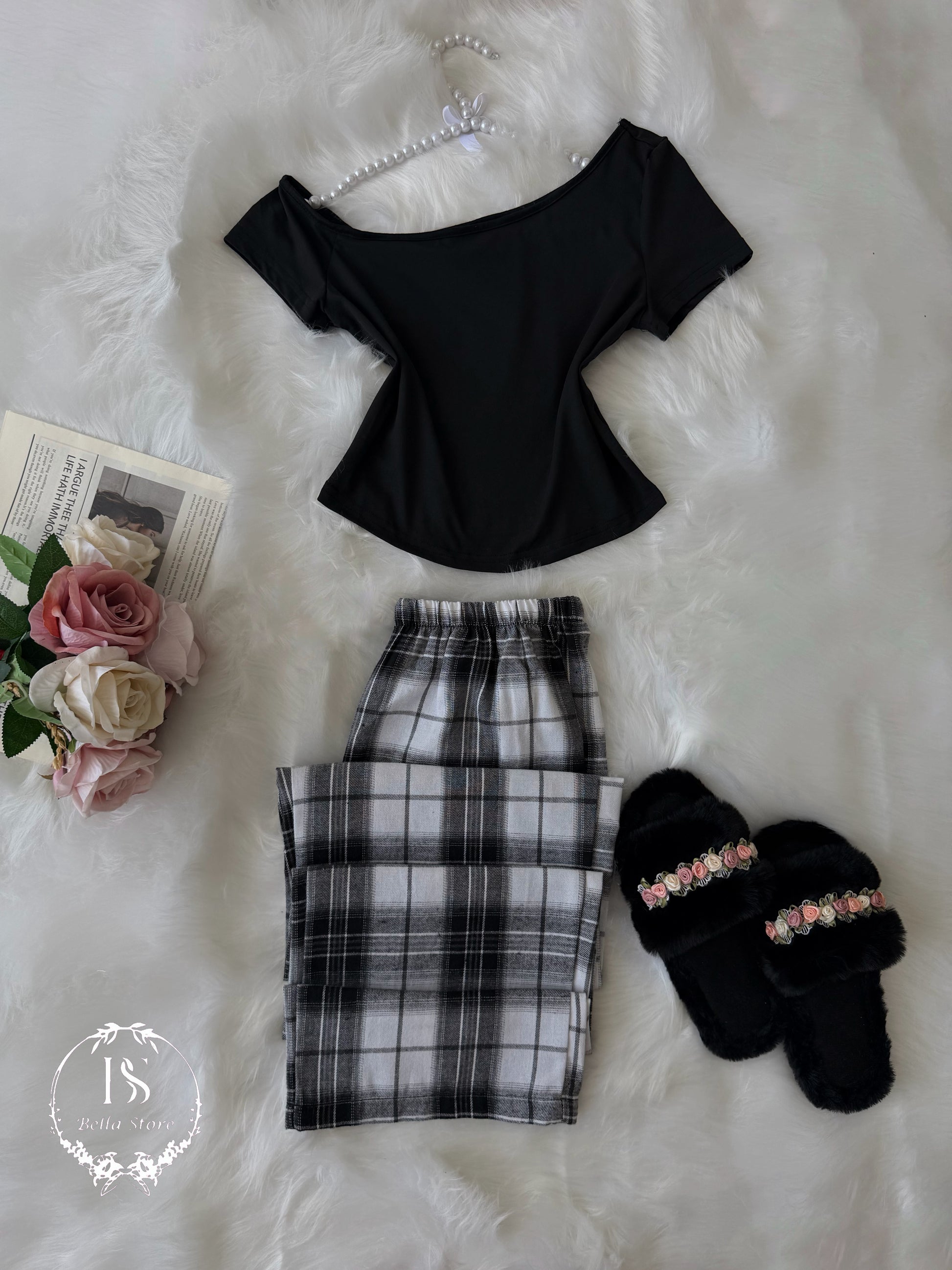 Black White Karohat Pajama
