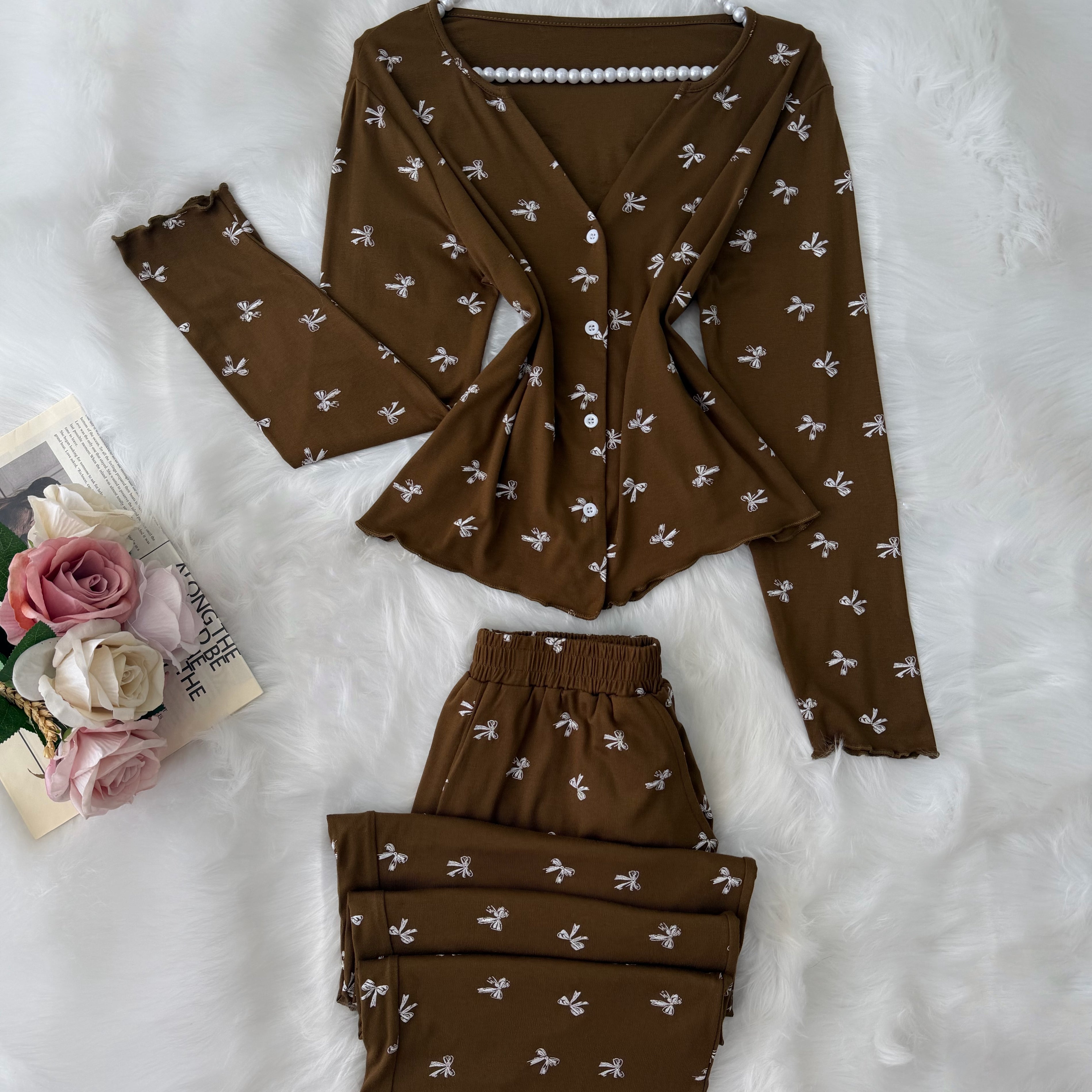 Olive Green White Small Bow