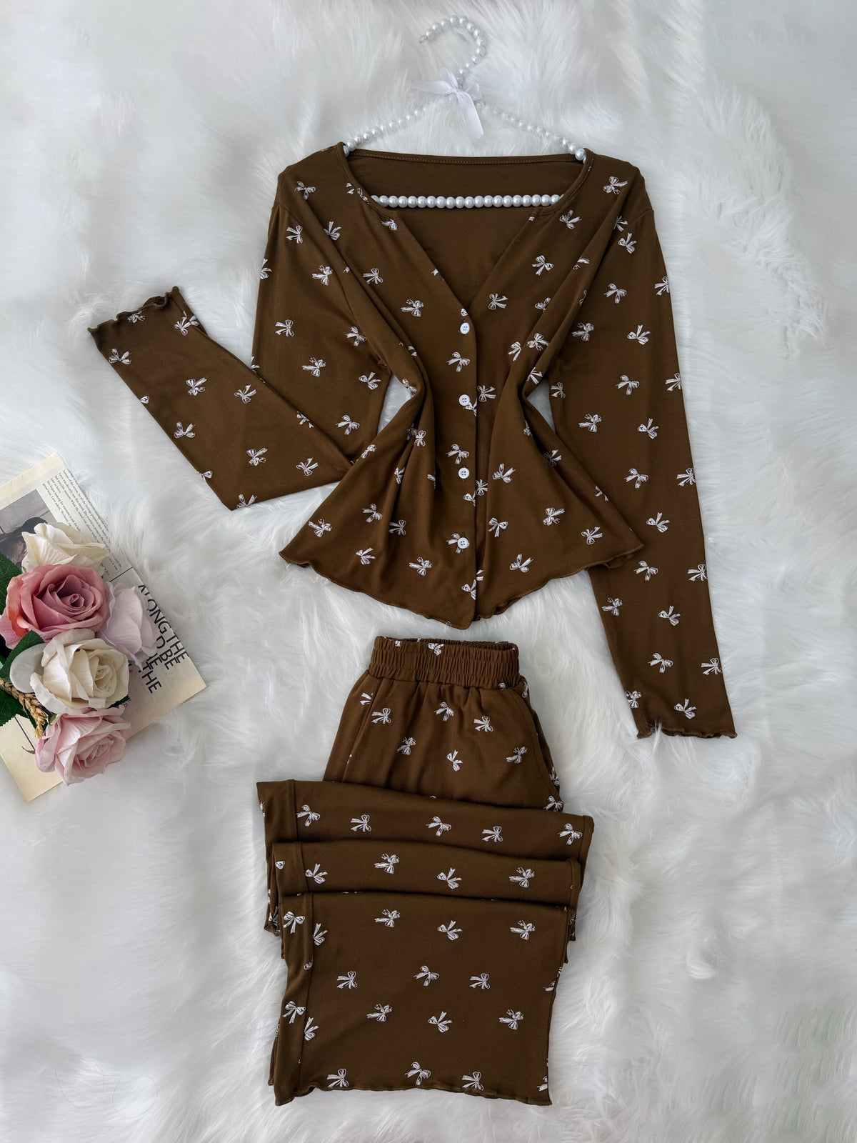 Olive Green White Small Bow