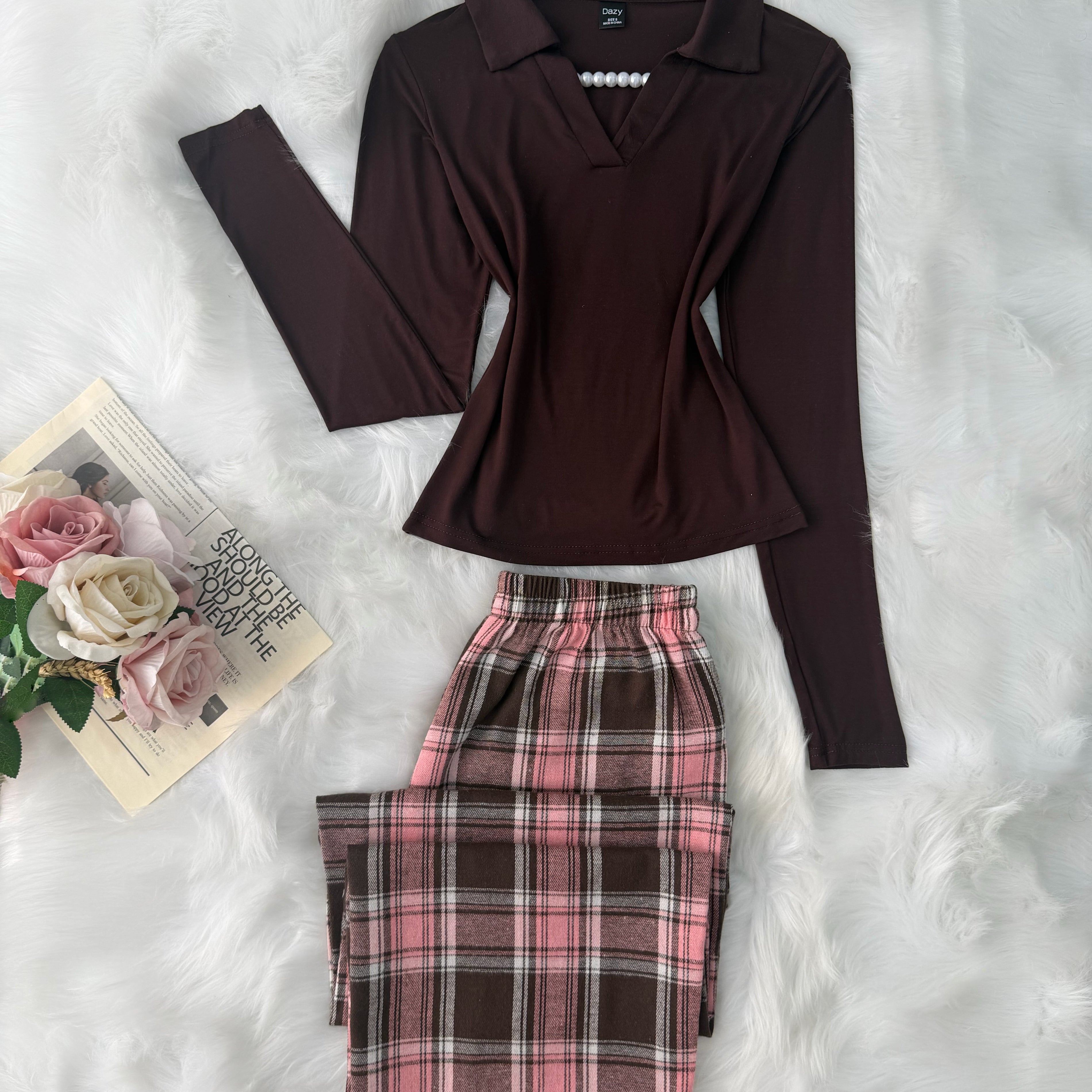 Brown Pink Karohat Pajama