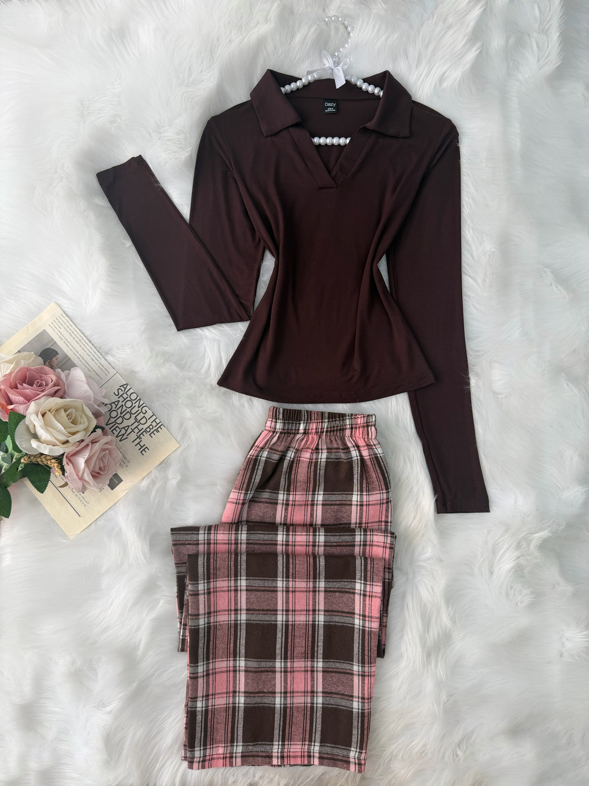 Brown Pink Karohat Pajama