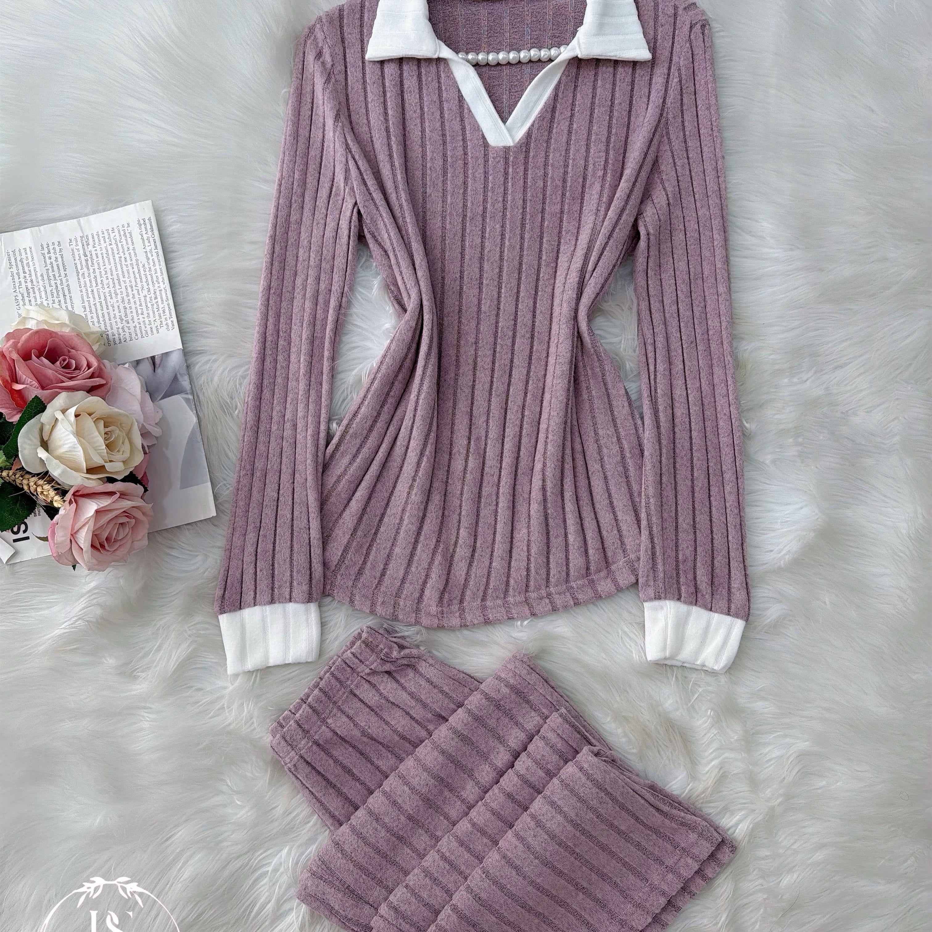Dusty Purple White Collar