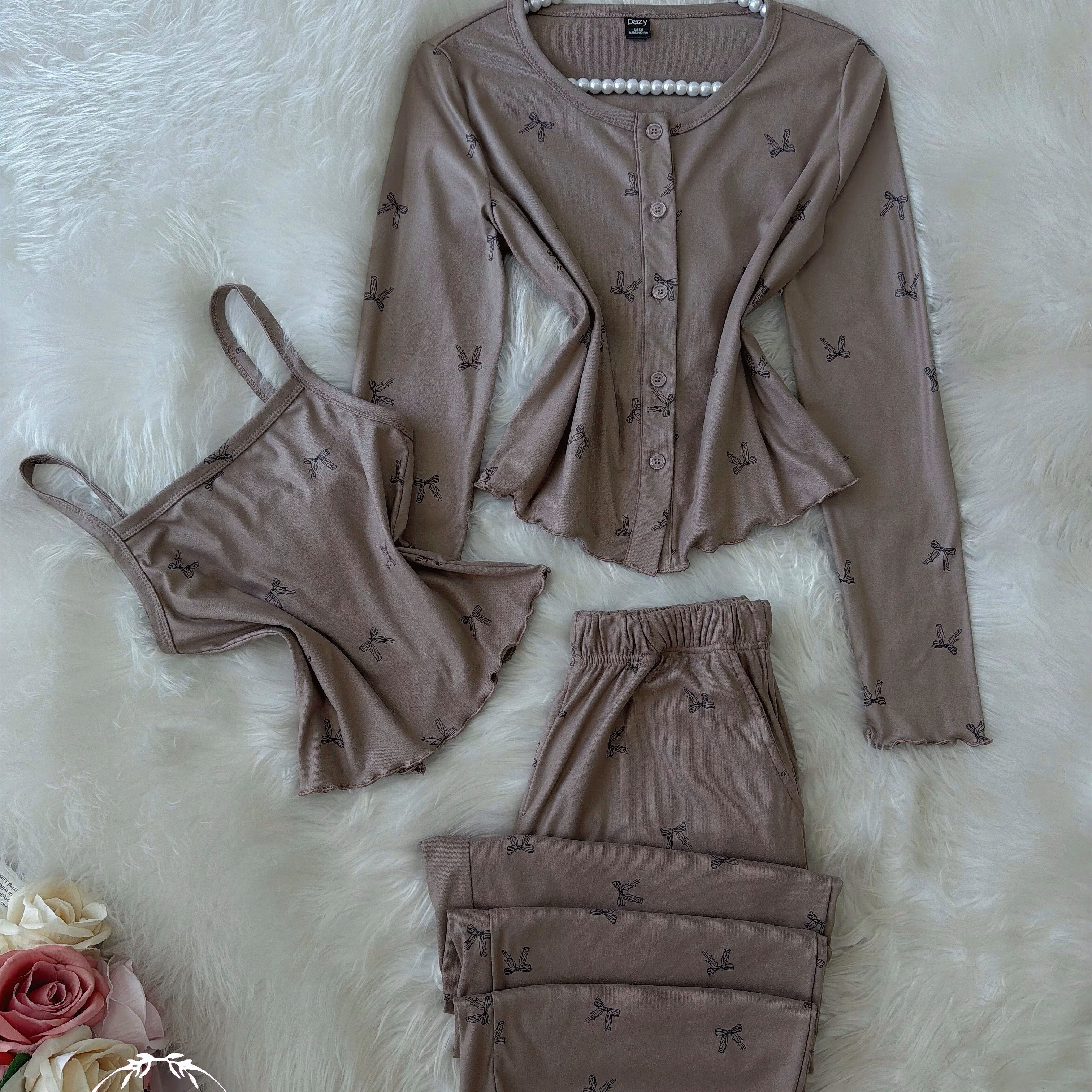 Khaki Small Black Bow