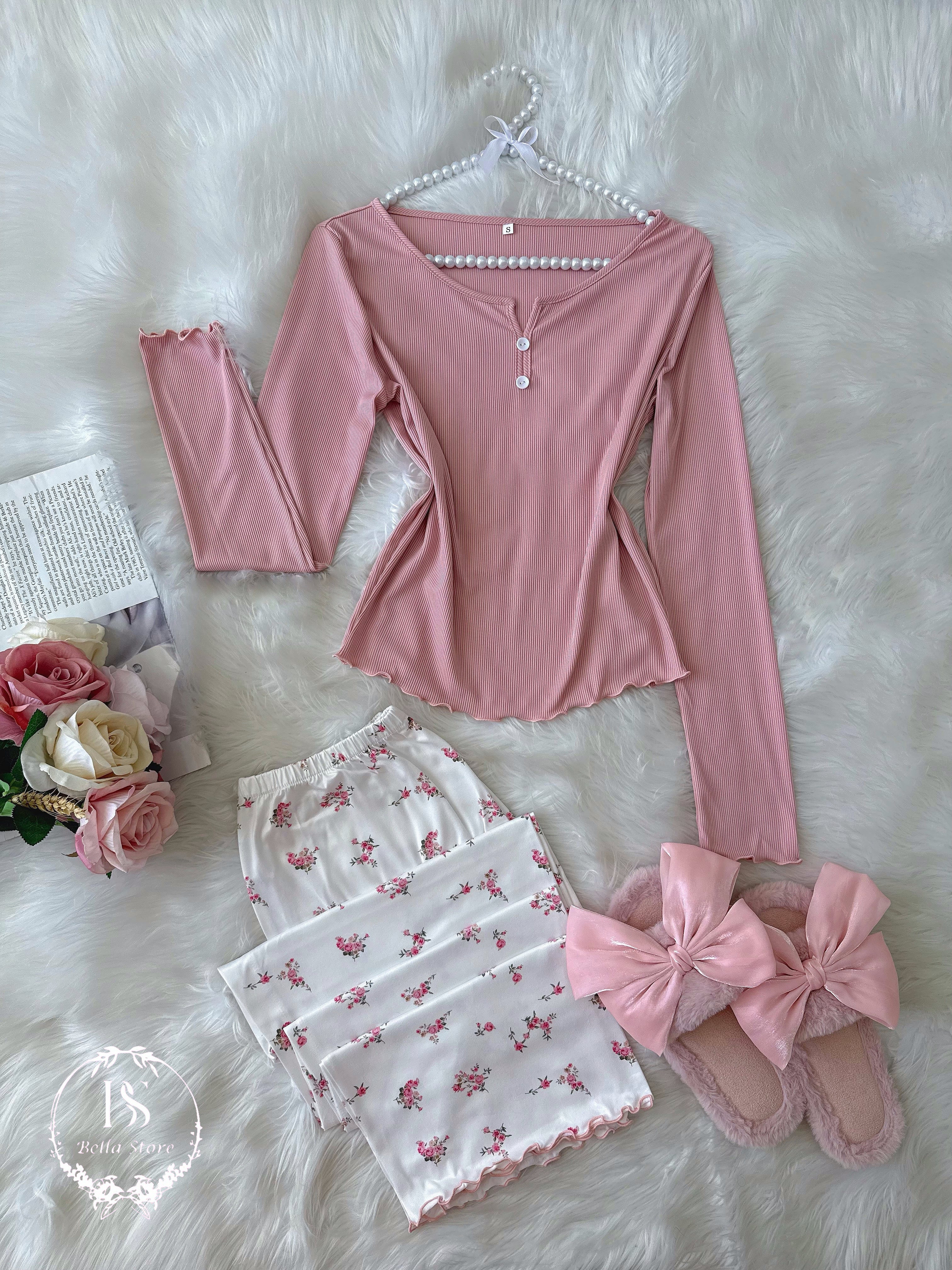 Pink White Pijama Small Flower