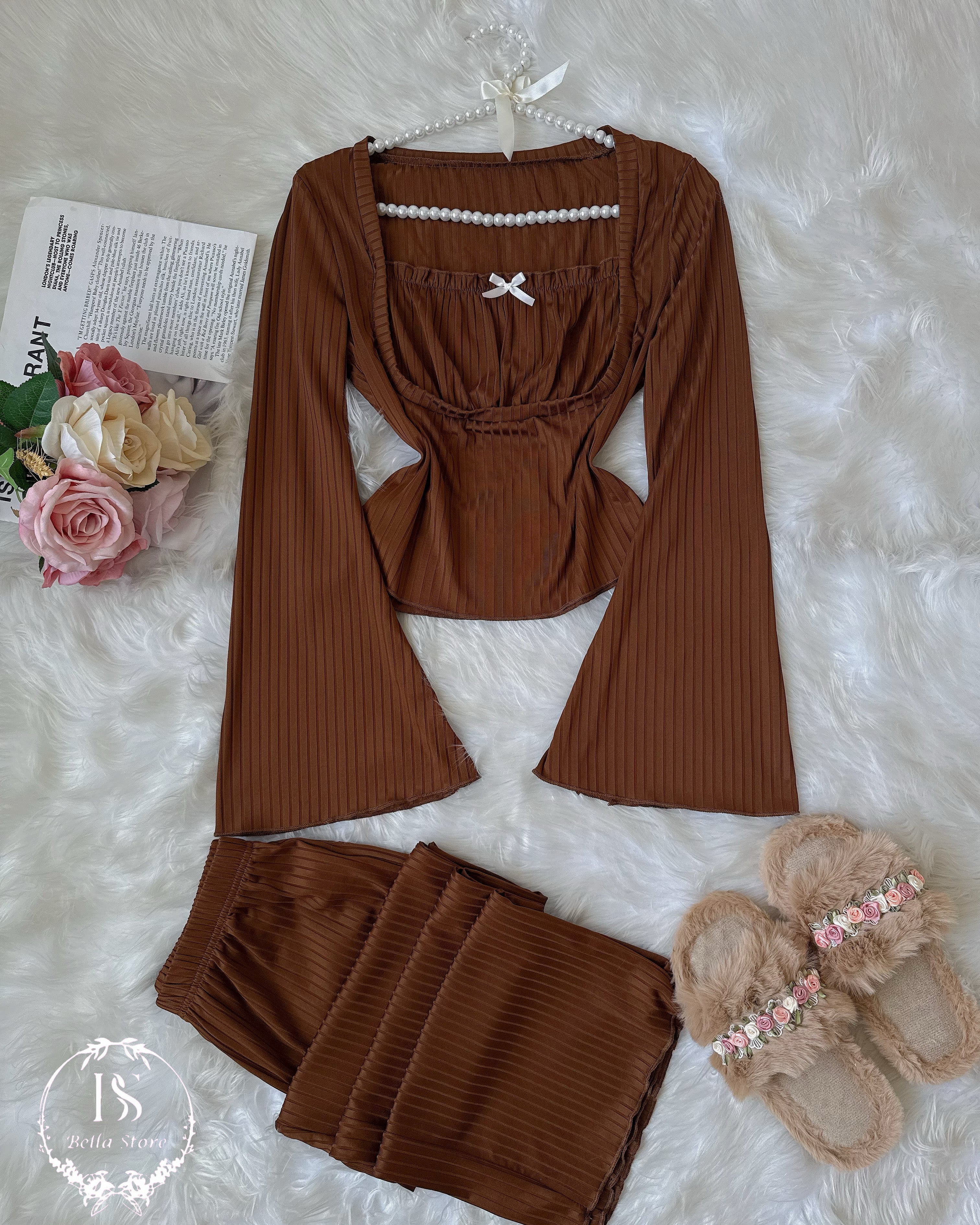 Brown White Bow