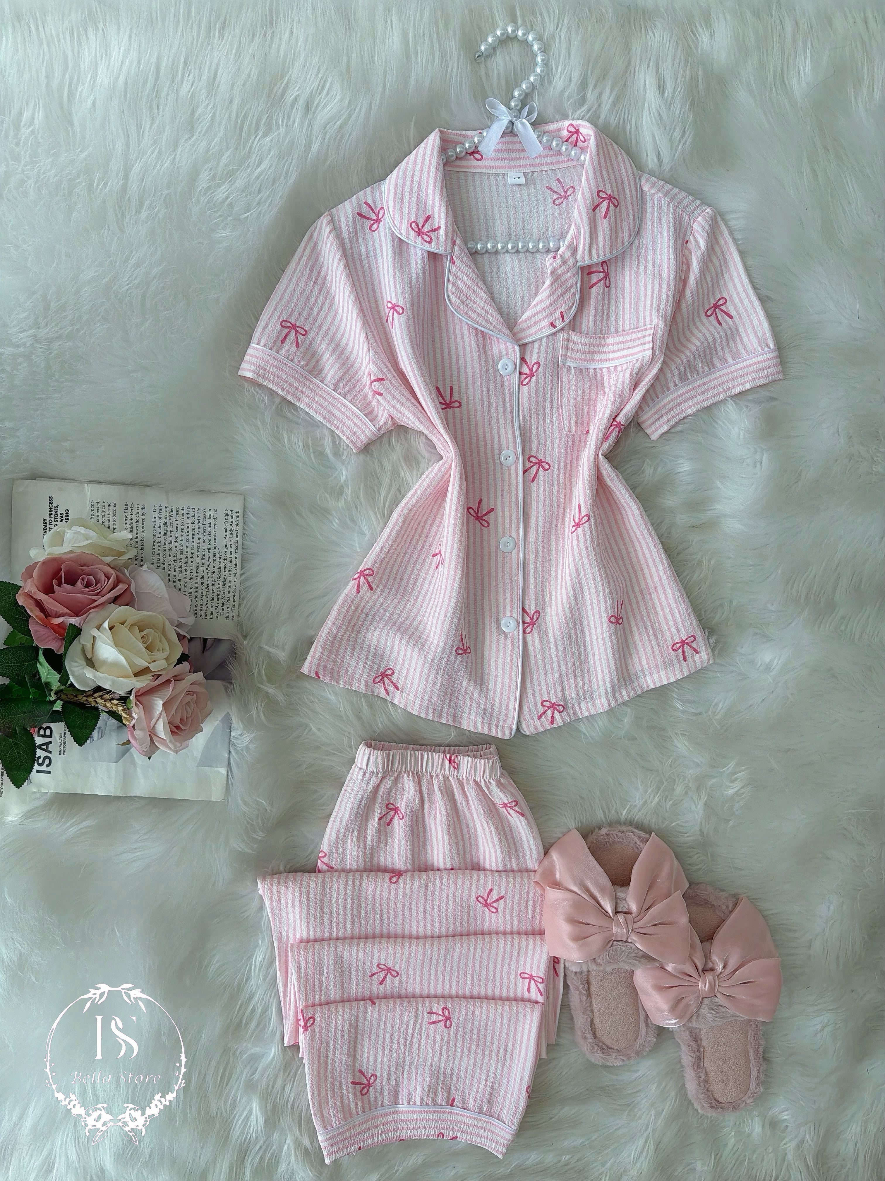 Pink Small Bow Stripet