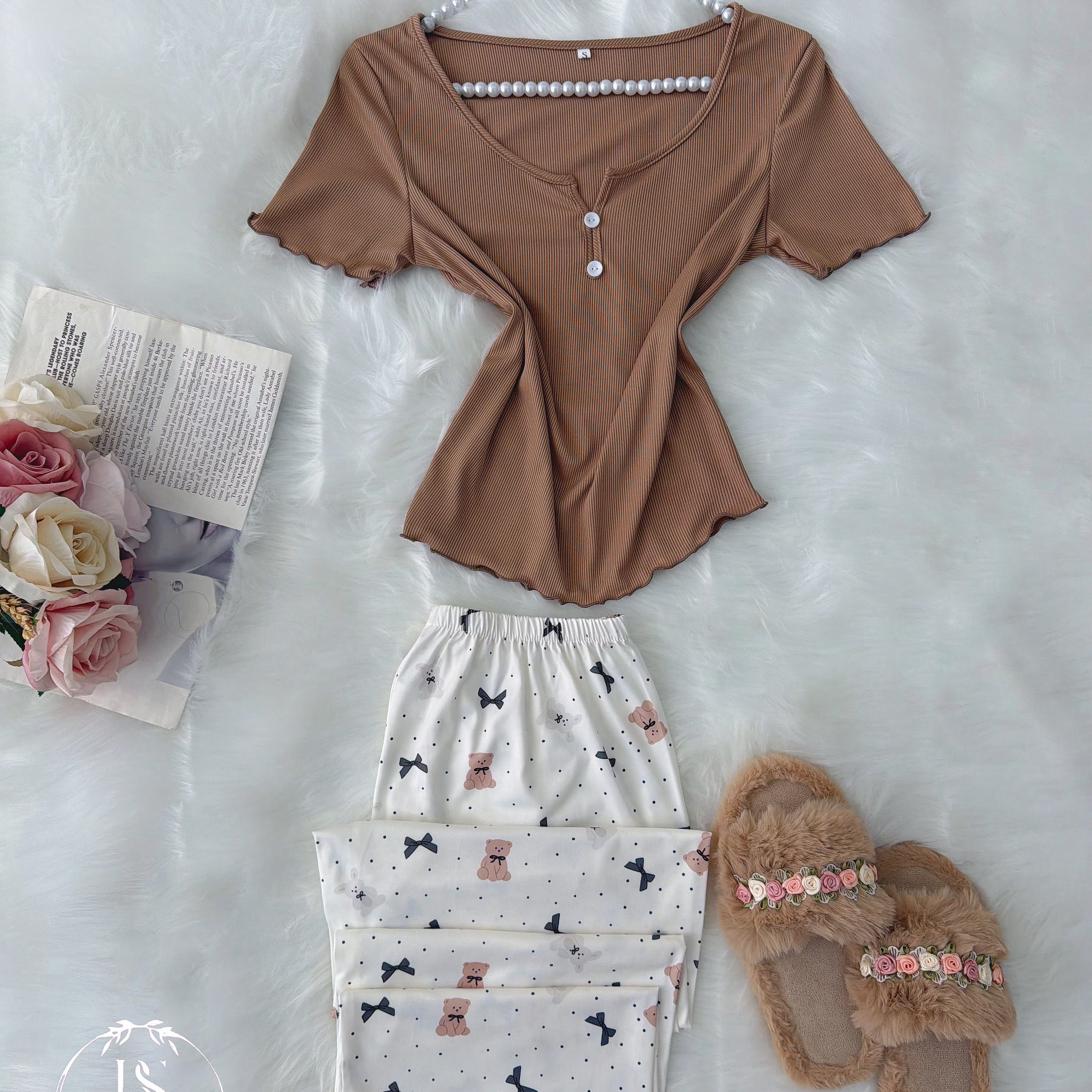 Beji White Pijama Small Black Bow