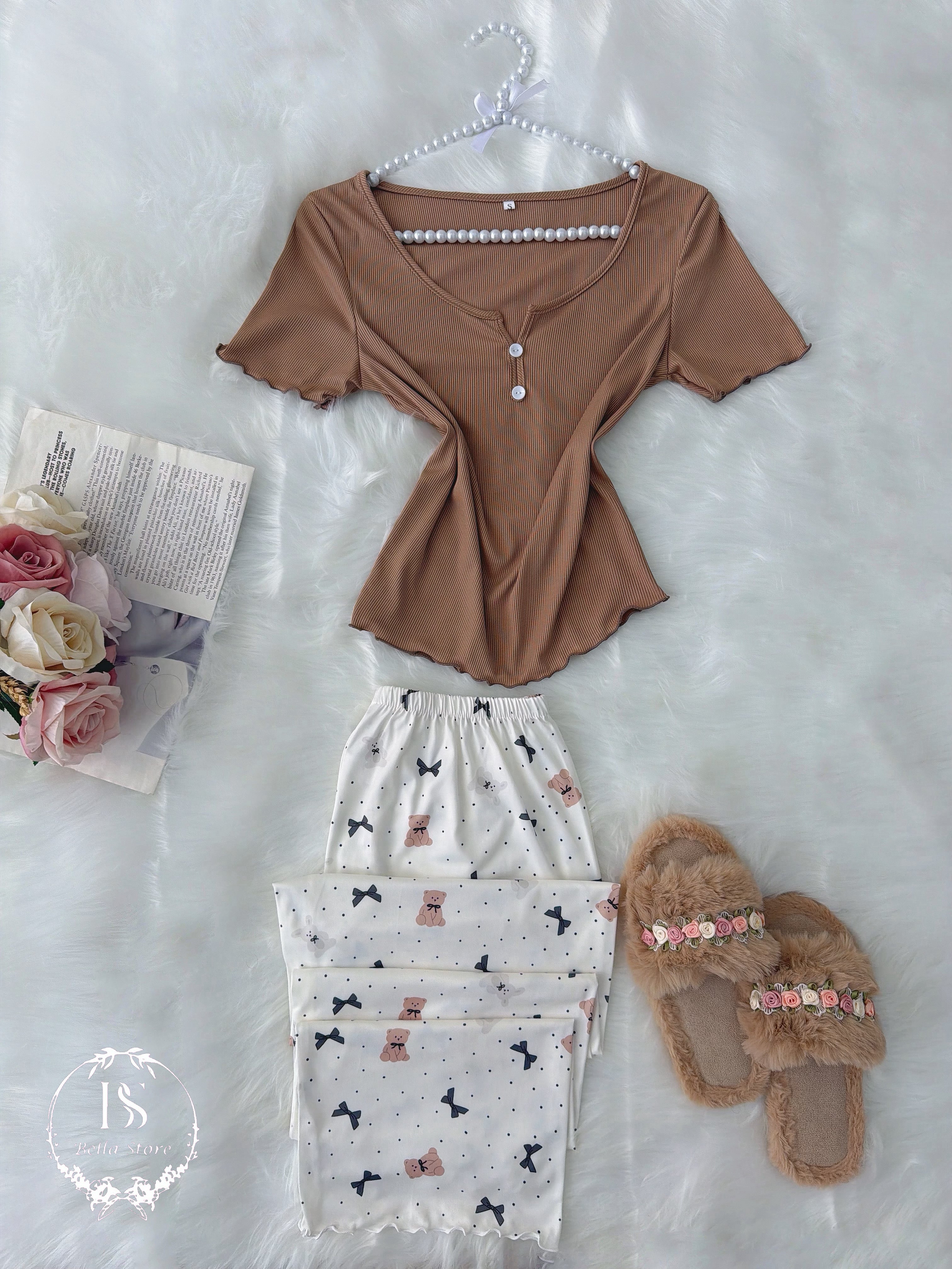 Beji White Pijama Small Black Bow