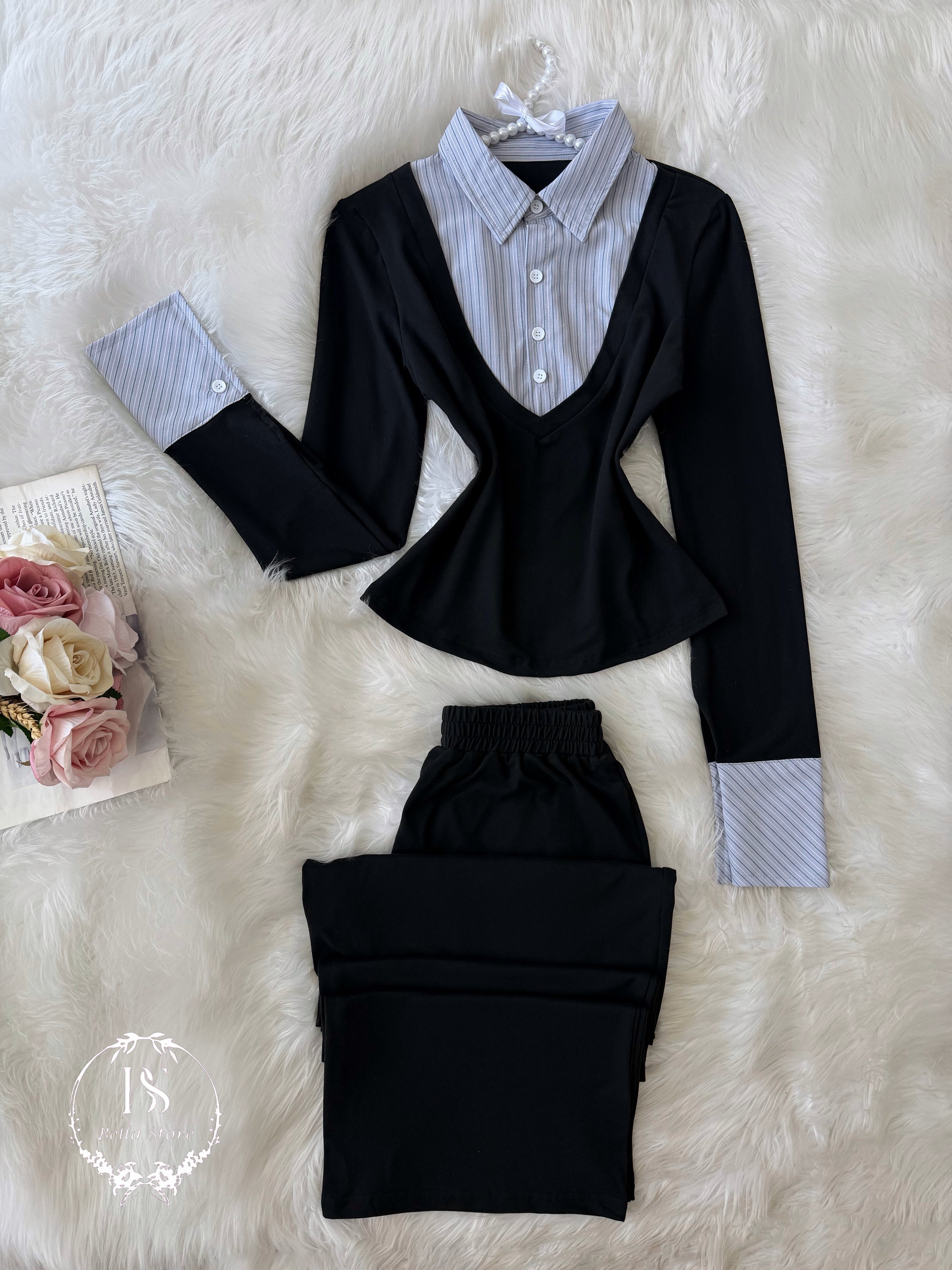 Black Blue Shirt - Bella Store