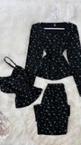 Black Small Flower 3 piece - Bella Store
