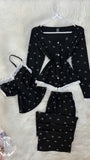 Black Small White Bow 3 Pieces - Bella Store