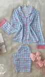 Blue Karohat Small Pink Bow - Bella Store