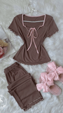 Brown Pink Half Sleeve - Bella Store