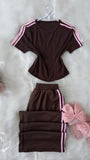 Brown Pink Line Half Sleeve - Bella Store