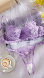 Crystal Vow 2pcs/Set Blue Vintage Style Sexy Lingerie Set For Women - Bella Store
