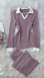 Dusty Purple White Collar - Bella Store