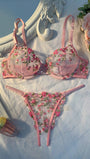 Esselle 2pcs/Set Women's Heart-Shaped Rhinestone Decorative Embroidered Sexy Lingerie Set - Bella Store