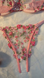 Esselle 2pcs/Set Women's Heart-Shaped Rhinestone Decorative Embroidered Sexy Lingerie Set - Bella Store