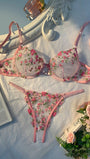 Esselle 2pcs/Set Women's Heart-Shaped Rhinestone Decorative Embroidered Sexy Lingerie Set - Bella Store