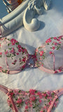 Esselle 2pcs/Set Women's Heart-Shaped Rhinestone Decorative Embroidered Sexy Lingerie Set - Bella Store