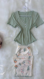 Green Small Flower Pijama Half Sleeve - Bella Store