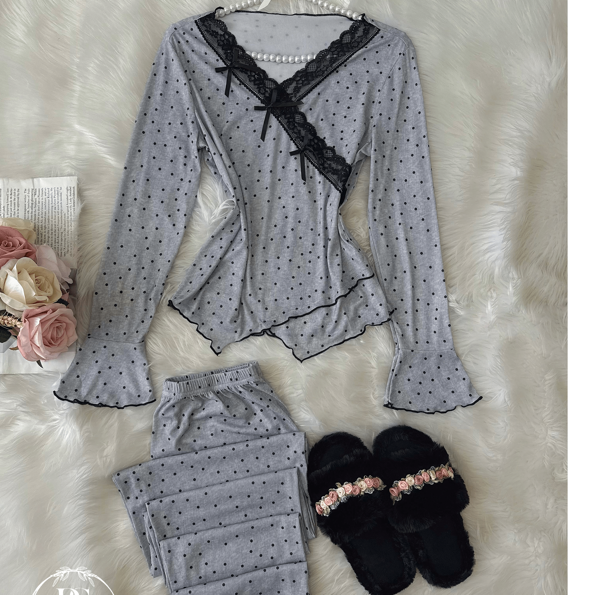 Grey Black Bow Point - Bella Store