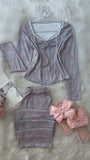 Grey Small Pink Bow - Bella Store