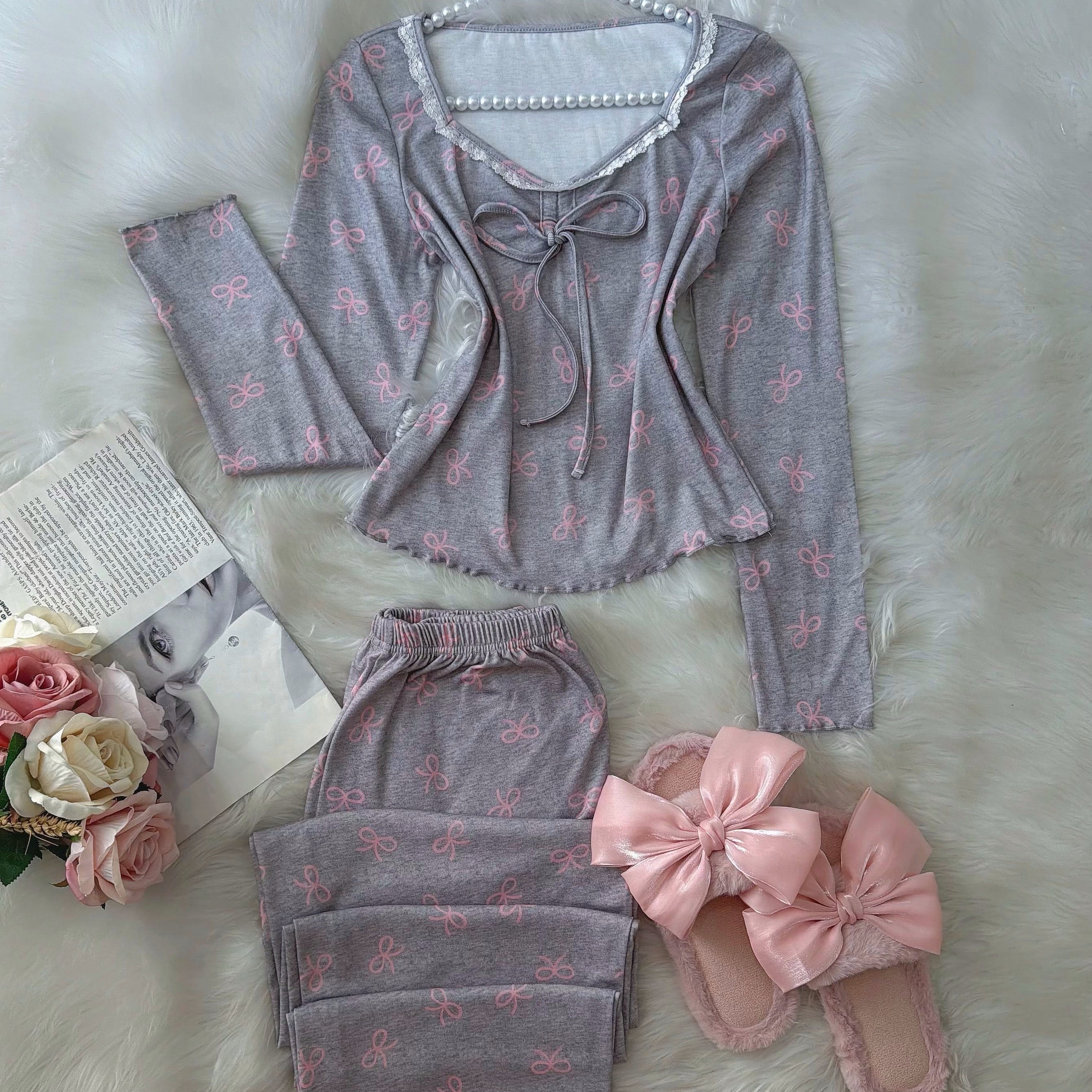Grey Small Pink Bow - Bella Store