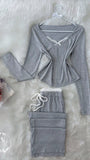 Grey White Dantel - Bella Store