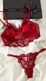 Ladies' Flowers Embroidery Mesh Bra & Panty Lingerie Set Bridallingerie - Bella Store