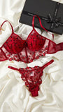 Ladies' Flowers Embroidery Mesh Bra & Panty Lingerie Set Bridallingerie - Bella Store