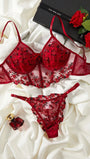 Ladies' Flowers Embroidery Mesh Bra & Panty Lingerie Set Bridallingerie - Bella Store