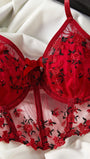 Ladies' Flowers Embroidery Mesh Bra & Panty Lingerie Set Bridallingerie - Bella Store