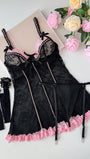 PetitDoll 4pcs Romantic Lace Patchwork Ruffle Hemline Sexy Nightgown Set For Going Out - Bella Store
