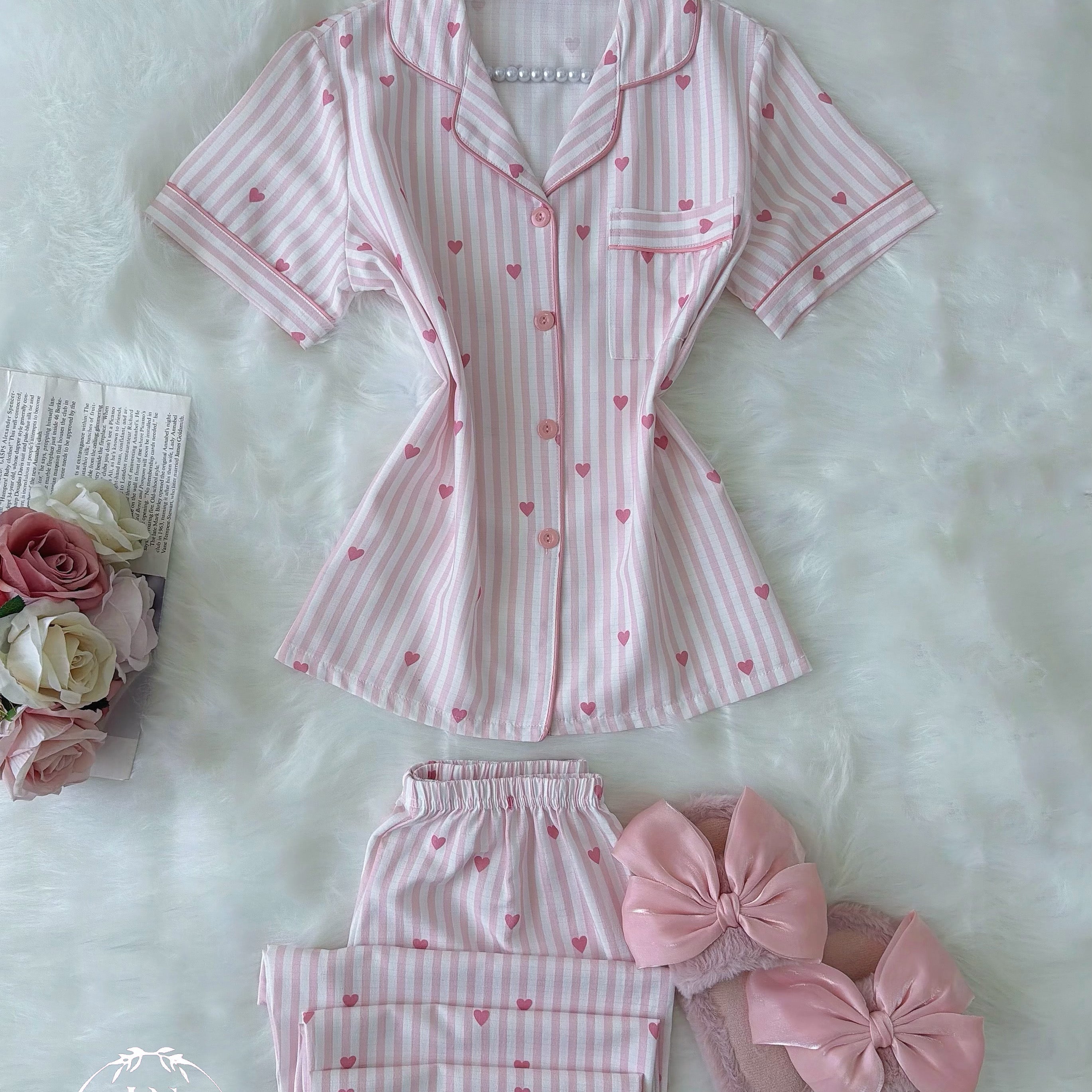 Pink Small Heart Strippet Half Sleeve