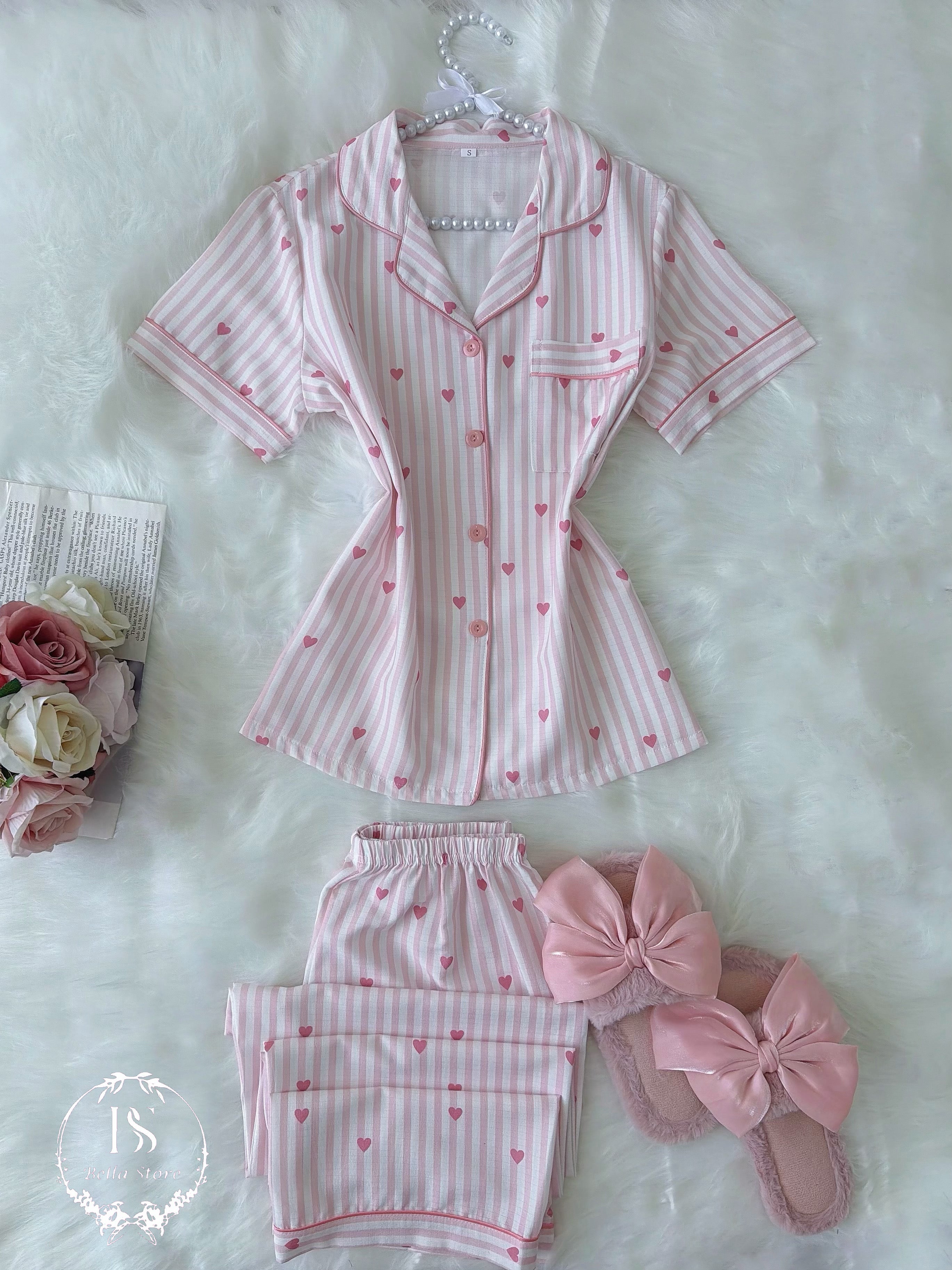 Pink Small Heart Strippet Half Sleeve