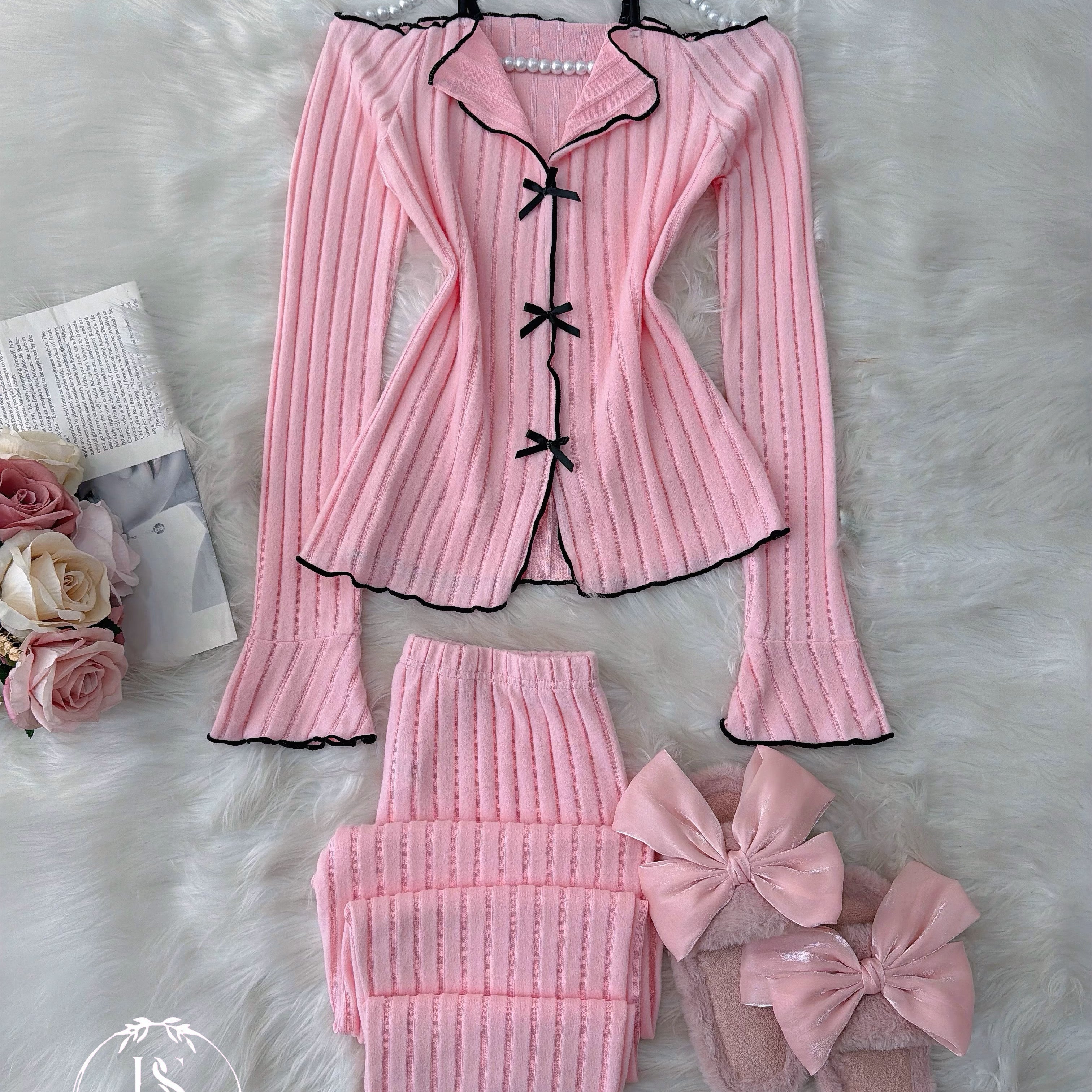 Pink Three Black Bow
