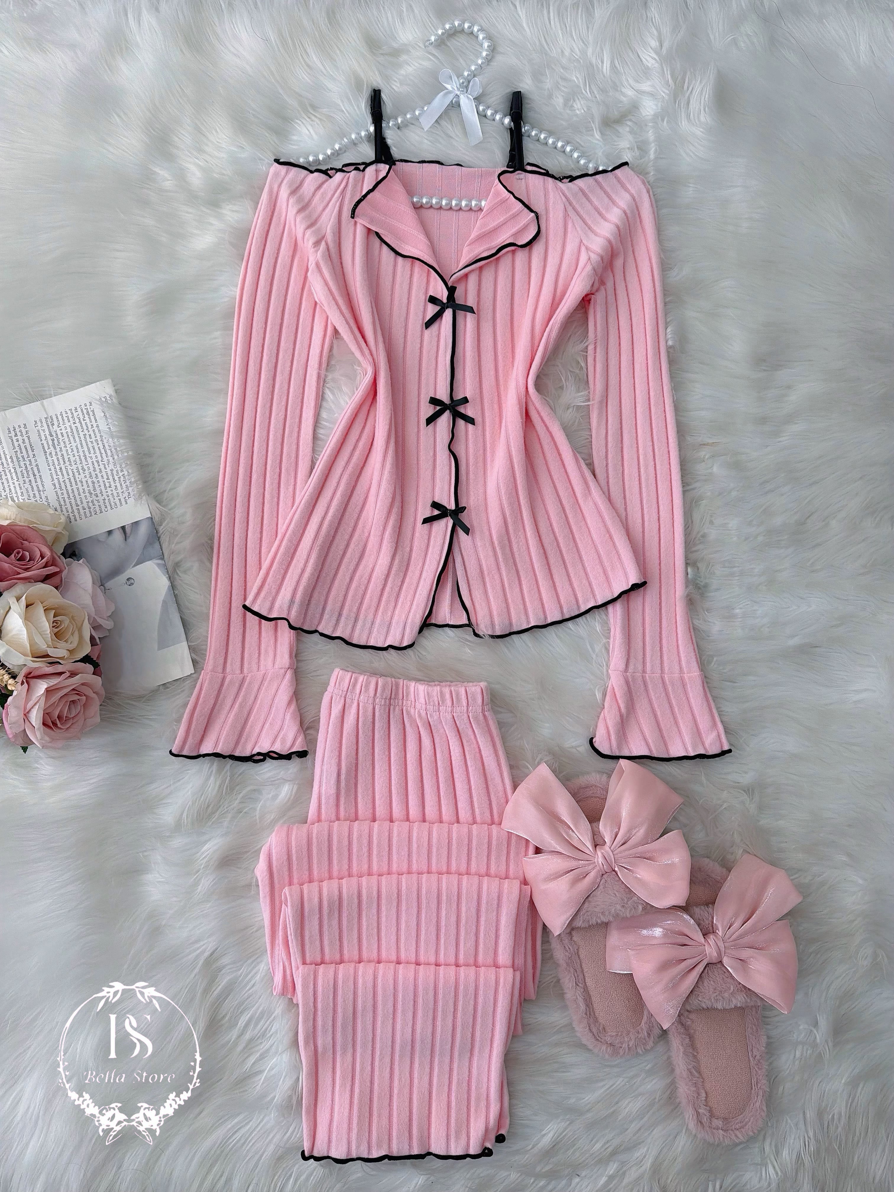 Pink Three Black Bow