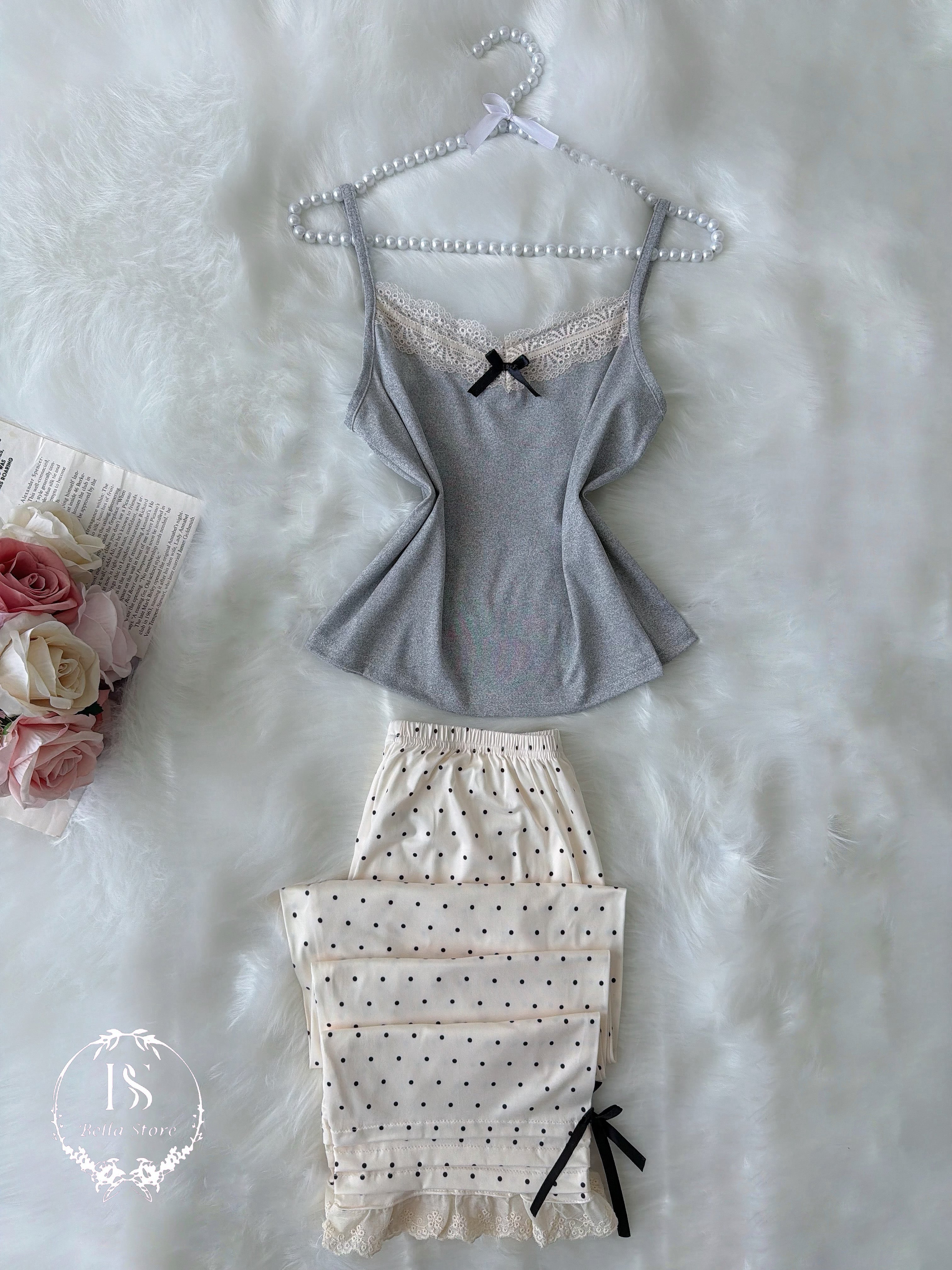Grey Small Black Bow Without Sleeve