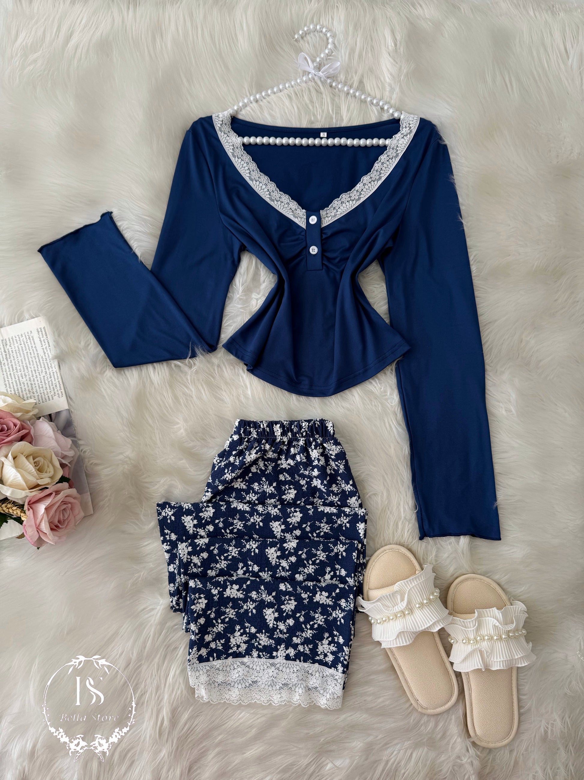 Nily White Small Flower Pijama